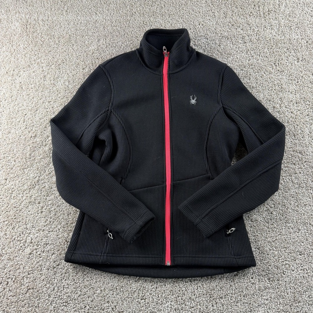 Spyder Core Sweater Jacket Womens Medium Black Full Zip Knit Ski Hiking